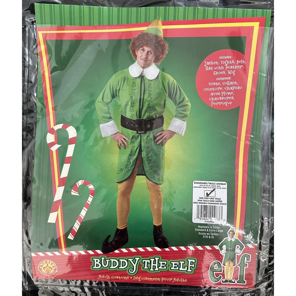 Buddy Elf Costume Mens Adult One Size Santa Rubies Christmas Wig Deluxe 702966